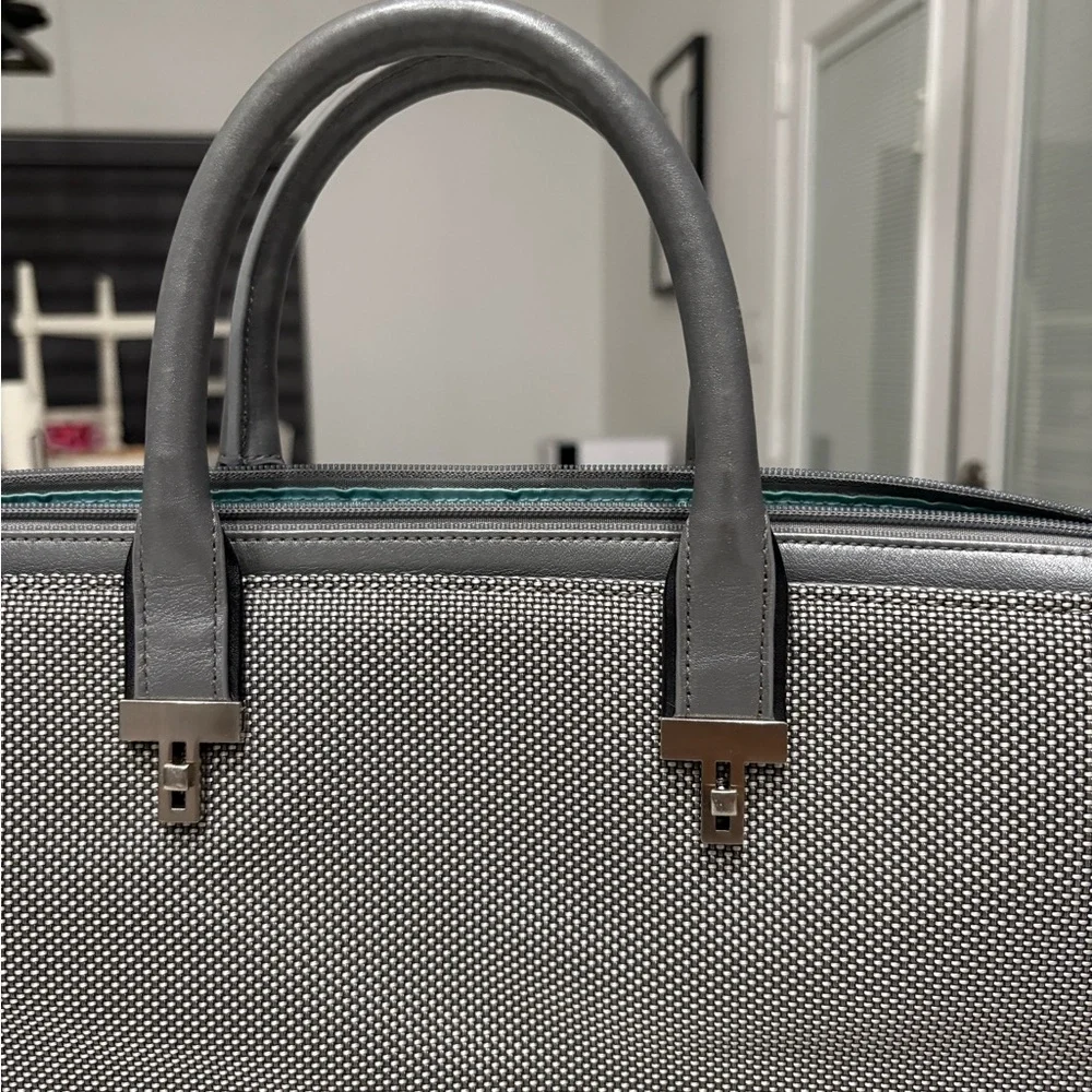 Tumi Gray Textured Men's Briefcase with Shoulder Strap